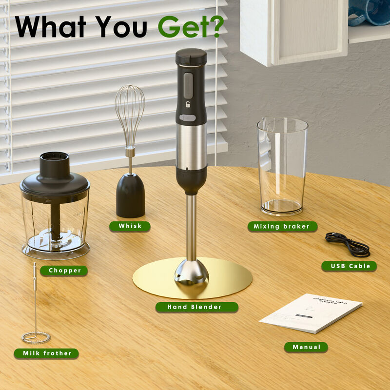 WHALLULTRA Cordless Hand Blender, 5-in-1 Immersion Blender with 2000mAh Battery, Beaker, Chopper, Whisk, Milk Frother image number 7