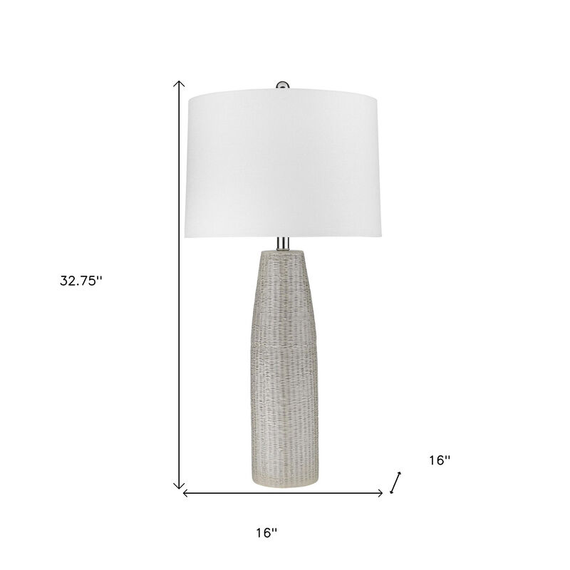 Hivvago 33" Light Gray Ceramic Table Lamp With White Drum Shade