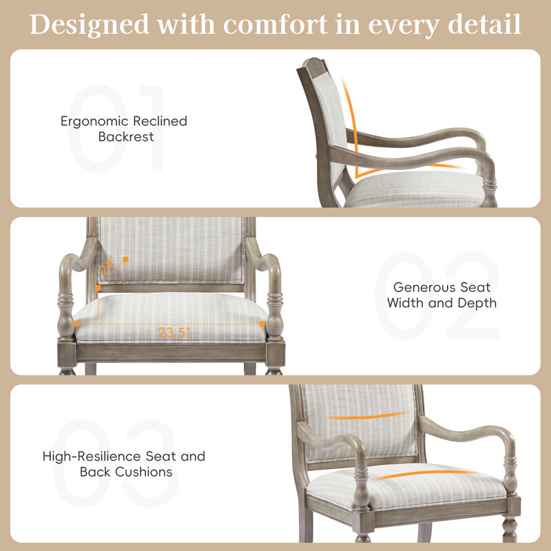 Merax Solid Wood Accent Chair with Cylindrical Spindle Legs, Carved Details, Durable Polyester Upholstery image number 5