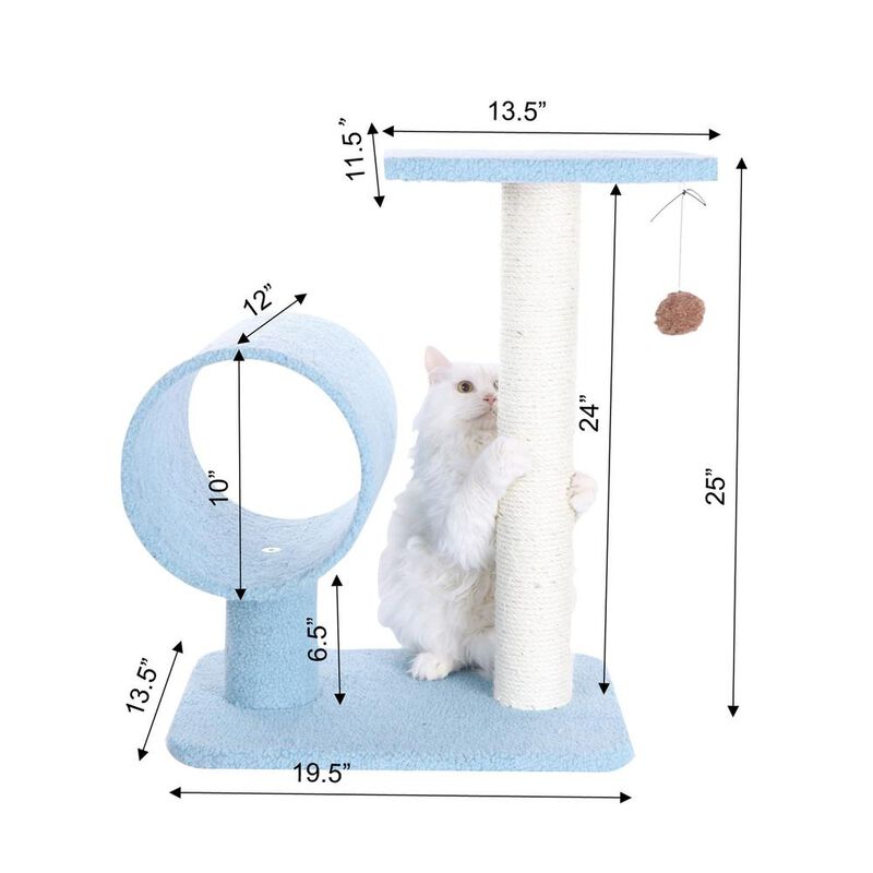 Armarkat Sky Blue 25 Real Wood Cat Tree With Scratcher And Tunnel For Privacy And Hiding