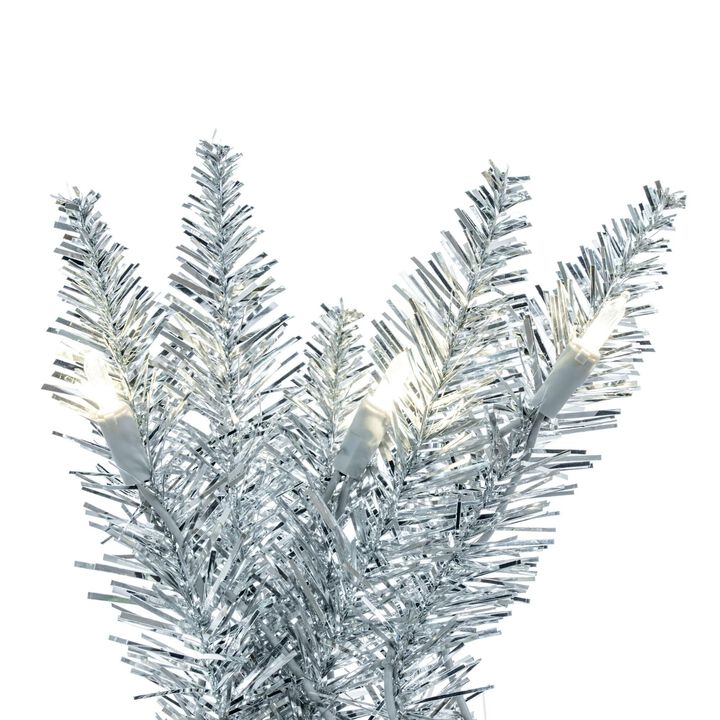 Vickerman 9' Sliver Artificial Christmas Garland - Warm White Dura-lit ILED Mini Lights - Faux Christmas Garland - Indoor Seasonal Home Decor - Garland for Mantle or Staircase