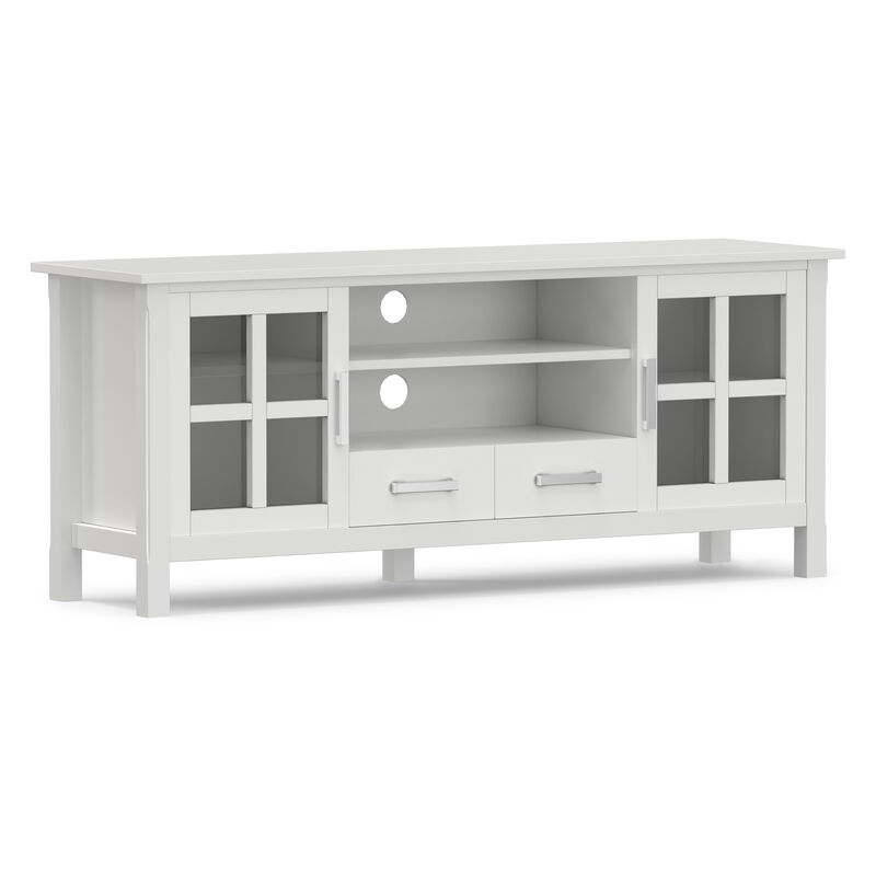 Kitchener SOLID WOOD 60 inch Wide Contemporary TV Media Stand in White For TVs up to 65 inches image number 0