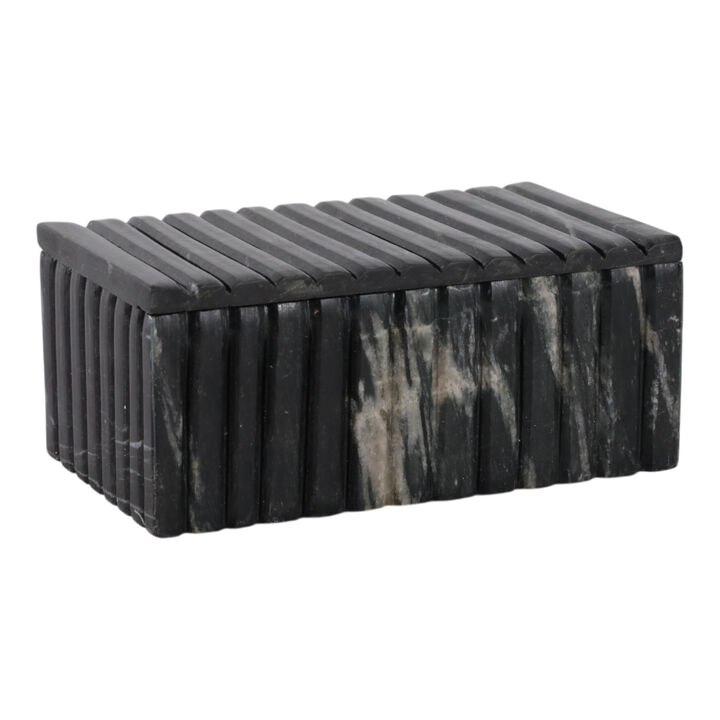 7x4" Marble Ridged Box, Black