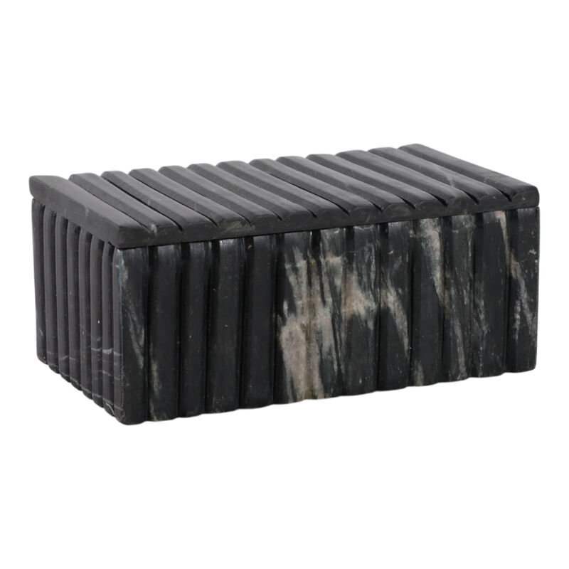 7x4" Marble Ridged Box, Black image number 0