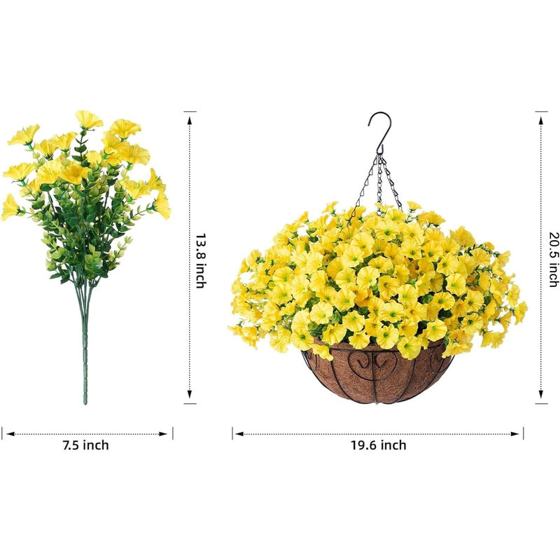 Yellow Artificial Hanging Morning Glory Flowers UV Resistant Outdoor Garden image number 2