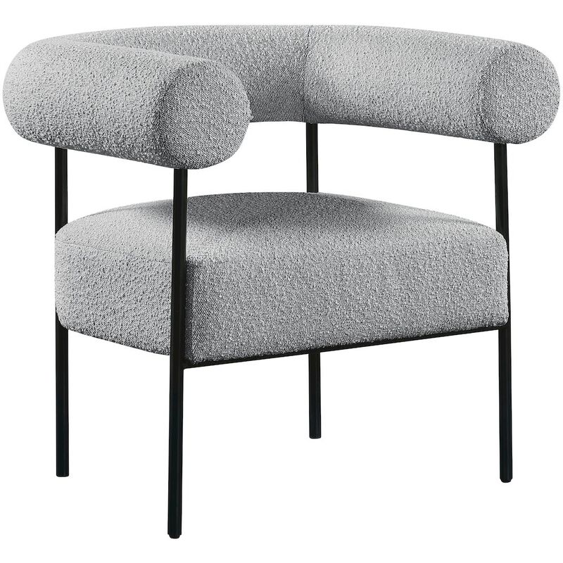 Meridian Furniture Blake Grey Boucle Fabric Accent Chair