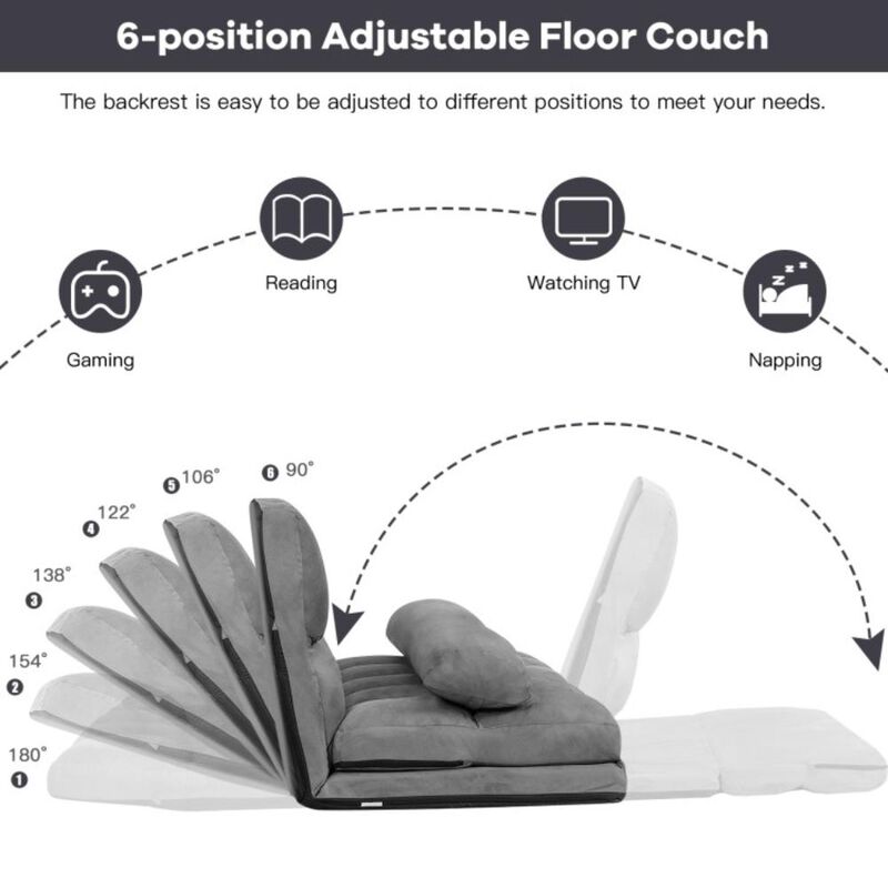 Hivvago 6-Position Foldable Floor Sofa Bed with Detachable Cloth Cover
