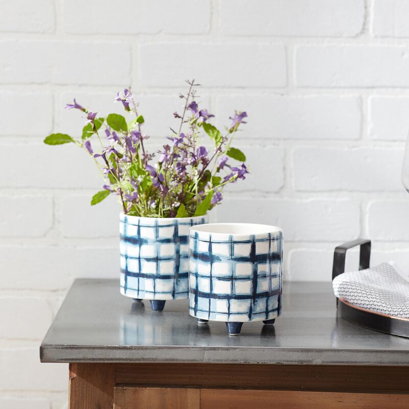 Tie-Dye Design Footed Planter (Set of 2) – Colorful Decorative Planters for Home Decor