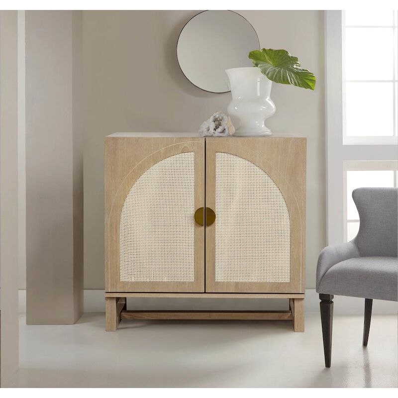 31" Wide 2-Door Accent Cabinet Natural Oak Wood Finish Boho Modern Sideboard image number 5
