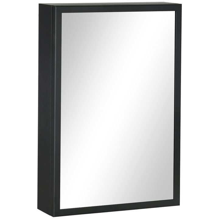 Black Bathroom Storage: Compact Wall-Mounted Medicine Cabinet with Mirror