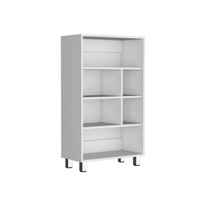 Akiak Bookcase, 6 shelves, 4 legs, White