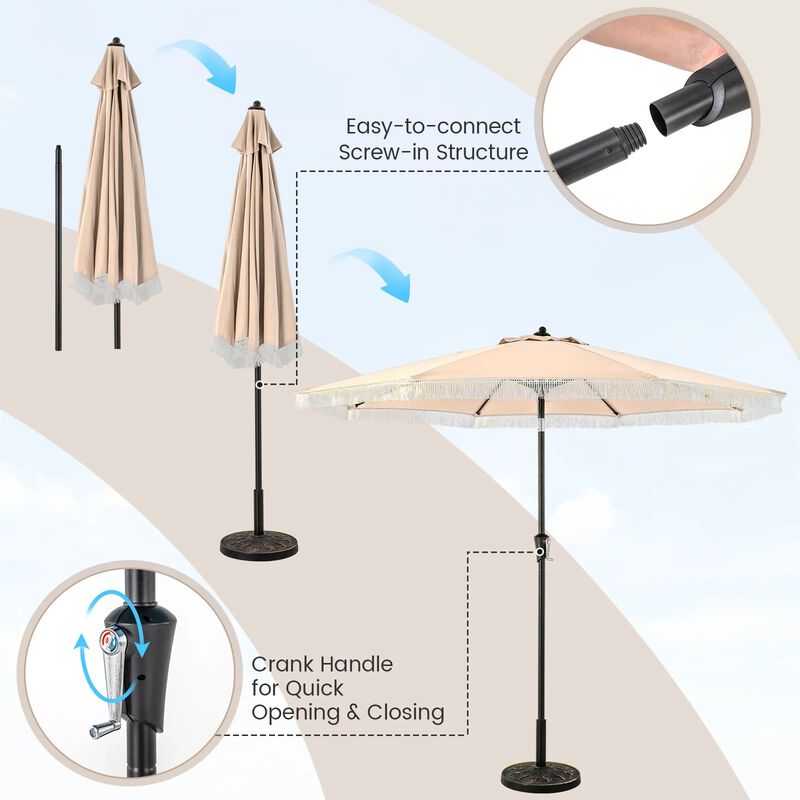 Mondawe 9 FT Patio Umbrella with Sun-Protective Canopy for Patio Garden Pool