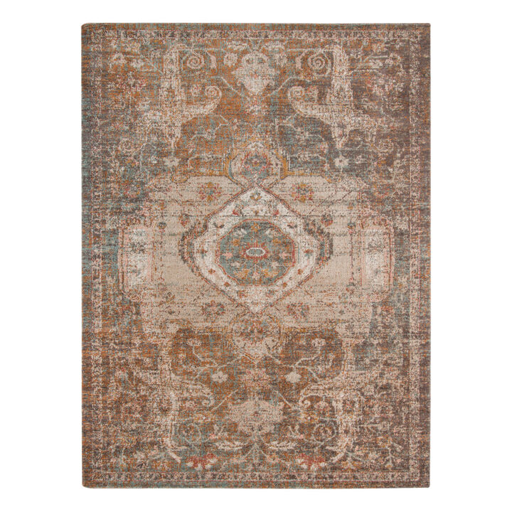 2 x 3 Taupe Medallion Power Loom Area Rug With Fringe
