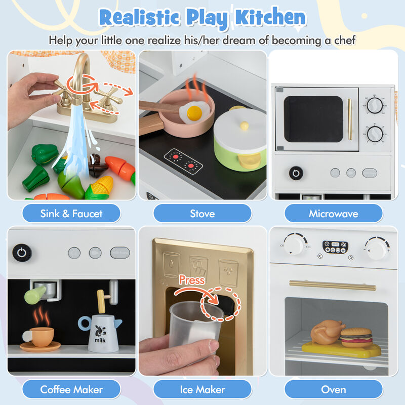 Kids 3+ Kitchen Playset with Microwave and Coffee Maker for Pretend Play image number 4