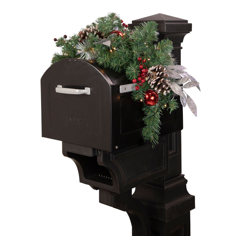 36" Pre-lit Decorated Artificial Pine Christmas Mailbox Swag image number 0
