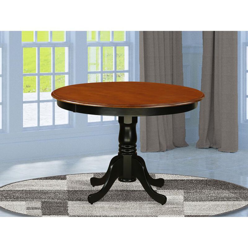 East West Furniture Hartland  Table  42  diameter  Round    Table  -Black  and  Cherry  Finish