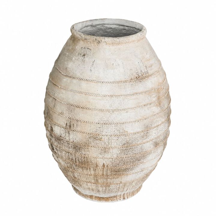 WOW PIONEER Large Decorative Ridged Flower Pot with Distressed Finish for Large Plants or Small Trees in Home and Garden Spaces