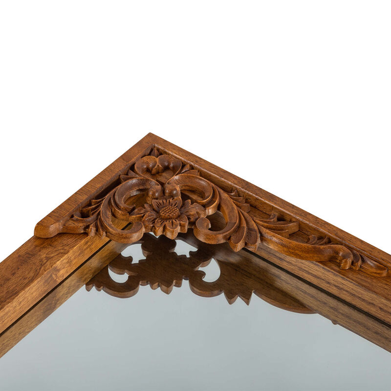 HomeRoots 69" Brown Solid Wood Framed Full Length Mirror image number 3