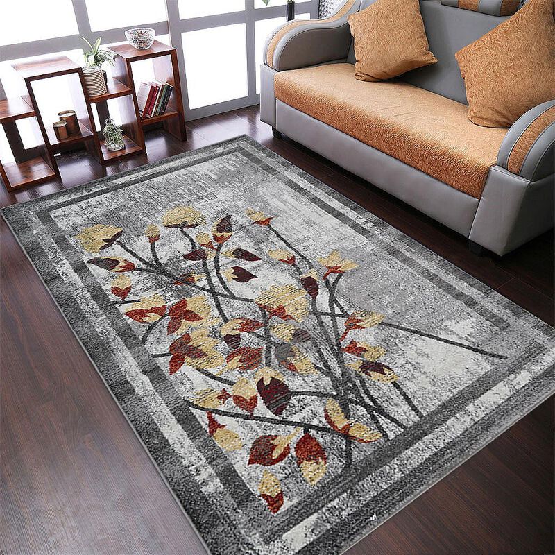 RUGSOTIC CARPETS MACHINE MADE HEATSET POLYPROPYLENE AREA RUGS - Rectangle Shape, Floral Modern Design, Midium Pile Machine Made Area Rugs for Living Room, Bed Room (M00023) image number 1