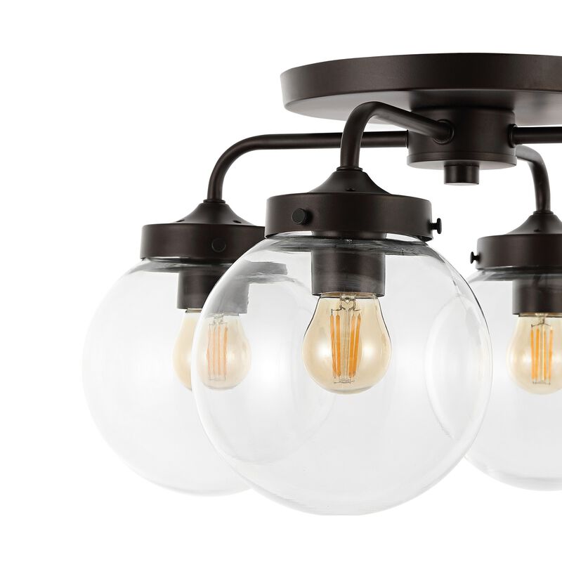 Piper Farmhouse Rustic Iron/Glass LED Semi Flush Mount