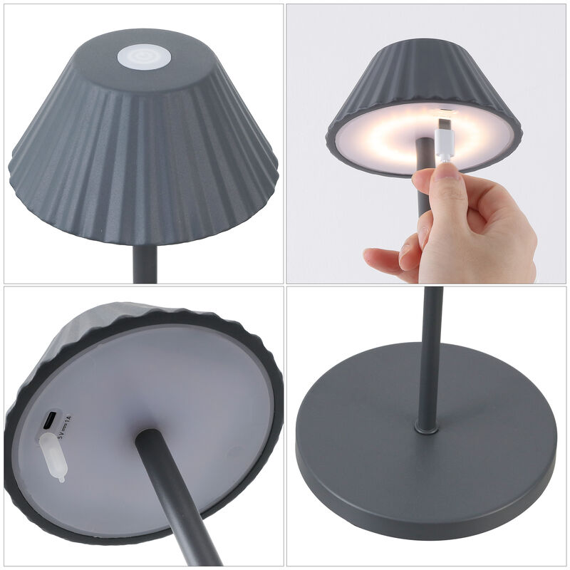 Mallory 44" Modern Minimalist Indoor/Outdoor Iron Pleated Shade Rechargeable/Cordless Dimmable Integrated LED Floor Lamp