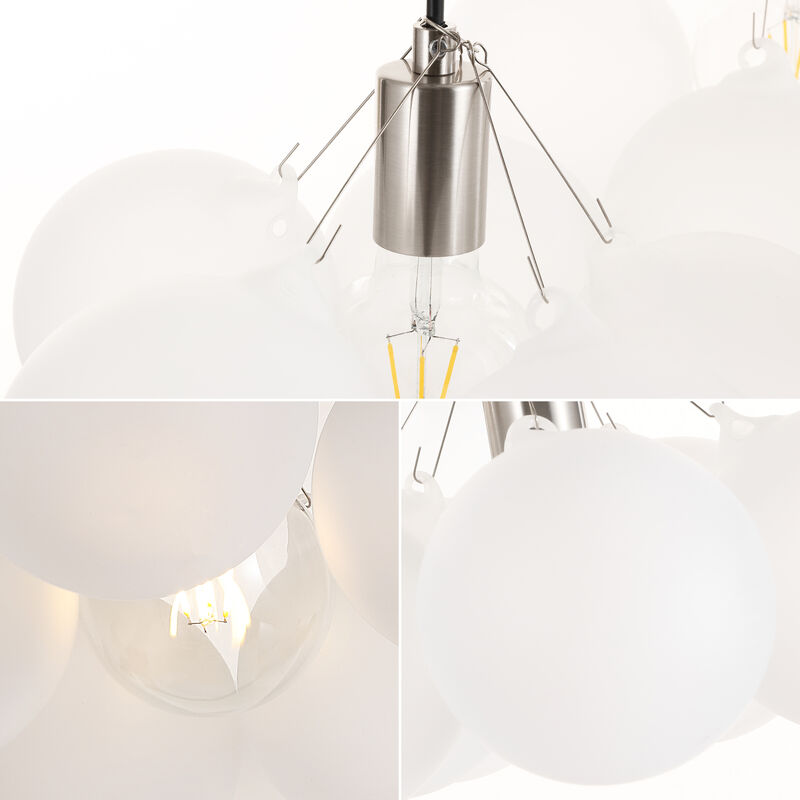 Aubrey 3-Light Mid-Century Glam Frosted Glass Orb LED Chandelier