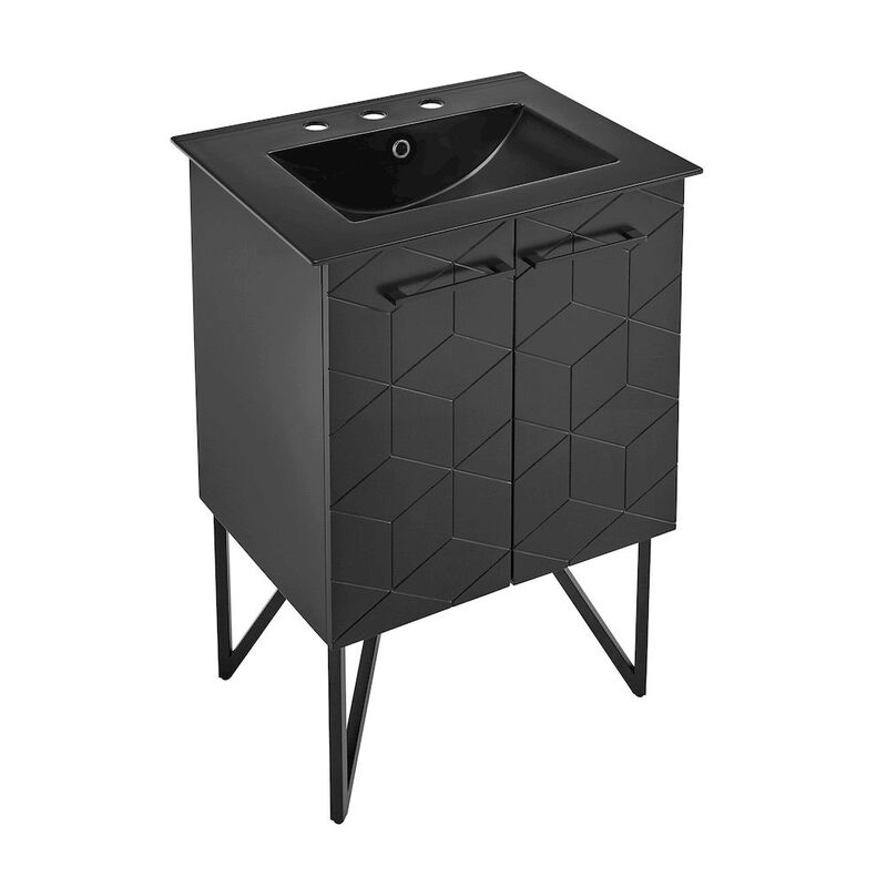 Annecy 24 in. Phantom Black Bathroom Vanity with 3-Hole Ceramic Sink Top image number 5