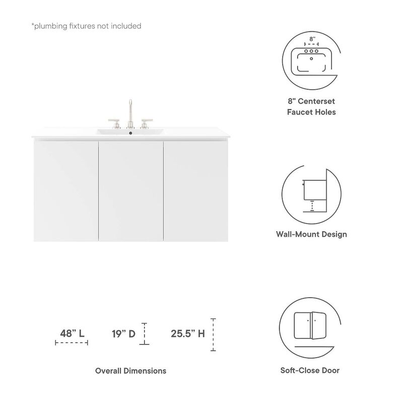 Bryn 48" Wall-Mount Bathroom Vanity image number 1
