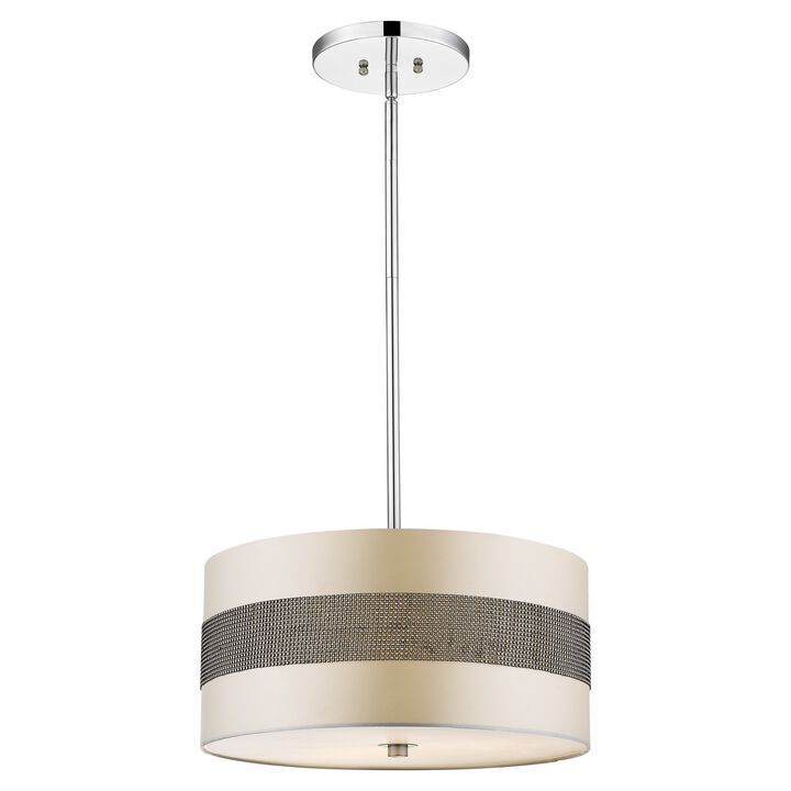 Hivvago Harmony 3-Light Metallic Silver Pendant With Crystal Studded Platinum Sheen Shade