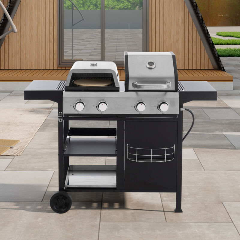 Stainless Steel 4-Burner 49,200 BTU Propane Gas Barbecue Grill image number 2