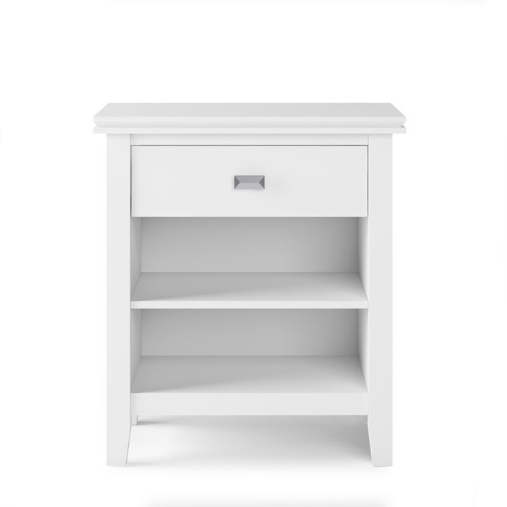 Artisan SOLID WOOD 24 inch Wide Transitional Bedside Nightstand Table in White