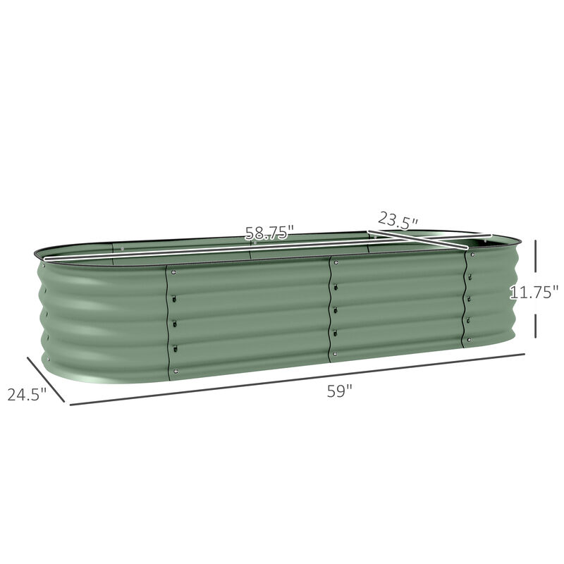 Outsunny 3.5' x 2' x 1' Galvanized Raised Garden Bed Kit, Outdoor Metal Elevated Planter Box with Safety Edging, Easy DIY Stock Tank for Growing Flowers, Herbs & Vegetables, Green