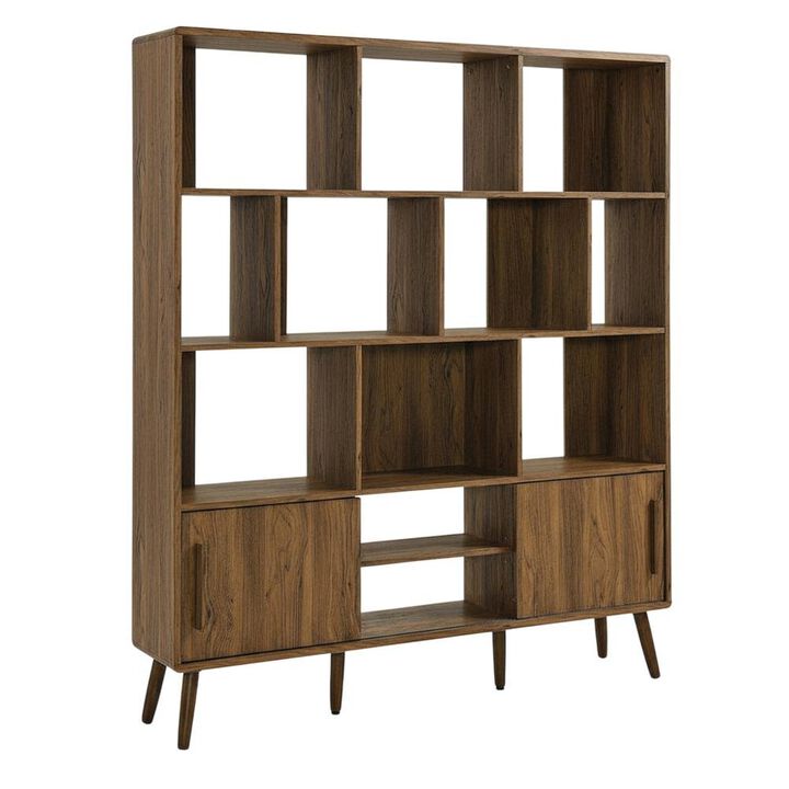 Wooden 59-Inch Bookcase with Sliding Doors for Elegant Storage