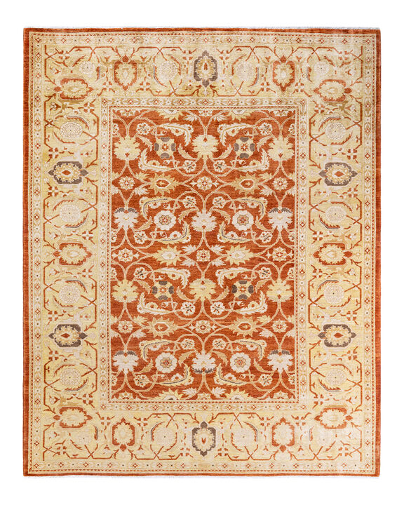 Eclectic, One-of-a-Kind Hand-Knotted Area Rug  - Orange, 8' 2" x 10' 1"