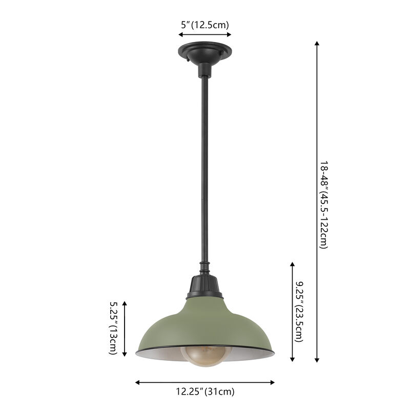 Jasper 12.25" 1-Light Farmhouse Industrial Indoor/Outdoor Iron LED Pendant
