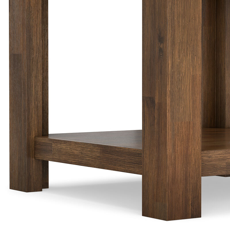 Monroe SOLID ACACIA WOOD 22 inch Wide Square Rustic End Table in Rustic Natural Aged Brown