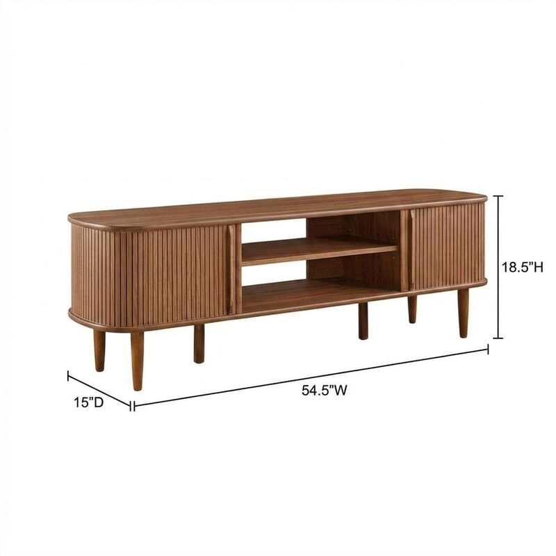 Gray wood TV stand with sleek design and sturdy construction image number 2