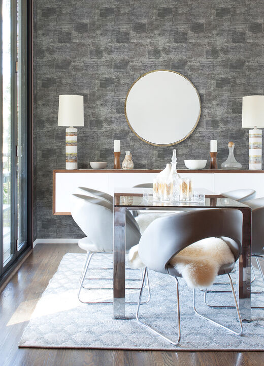 Pele Silver Distressed Wallpaper