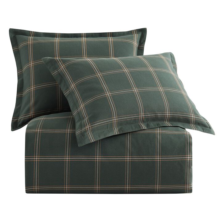 Windowpane Plaid Green Full Comforter Set