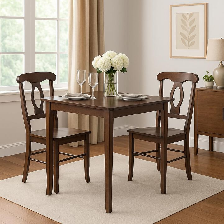 Ergode Renaissance 2-Piece Chair Set | Carved Keyhole Backs | Solid Wood | Walnut Finish | Comfortable Contoured Seats | Dining or Occasional Use | Assembly Required (94208-VV)