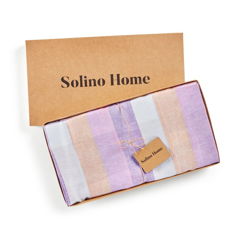 Solino Home Gelato Stripe 100% Linen Round Tablecloth &ndash; Handcrafted, Machine Washable, Perfect for Holiday and Everyday Dining