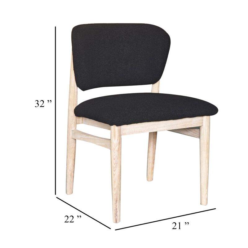 Fela Dining Chair Set of 2, Black Seat and Back, Natural Brown Wood