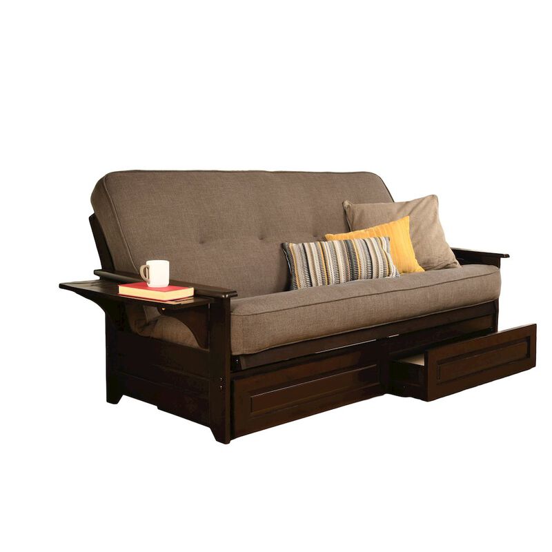 Phoenix Frame-Espresso Finish-Linen Cocoa Mattress-Storage Drawers image number 2