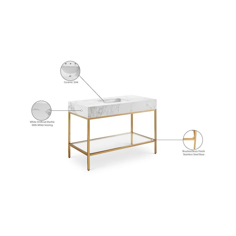 Meridian Furniture Marmo White Engineered Marble Bathroom Vanity