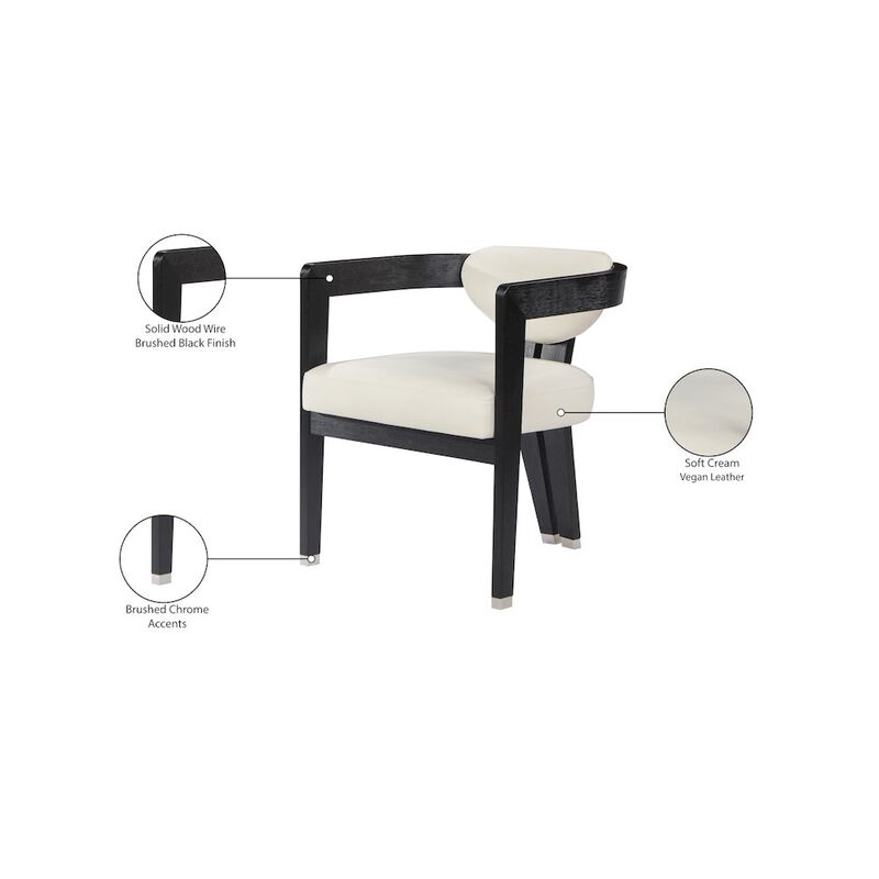 Meridian Furniture Carlyle Cream Vegan Leather Dining Chair