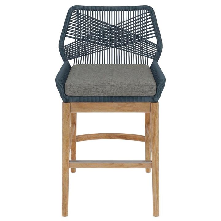 Teak, Rope Outdoor Counter Stool, Weather-Resistant Material, Patio Use