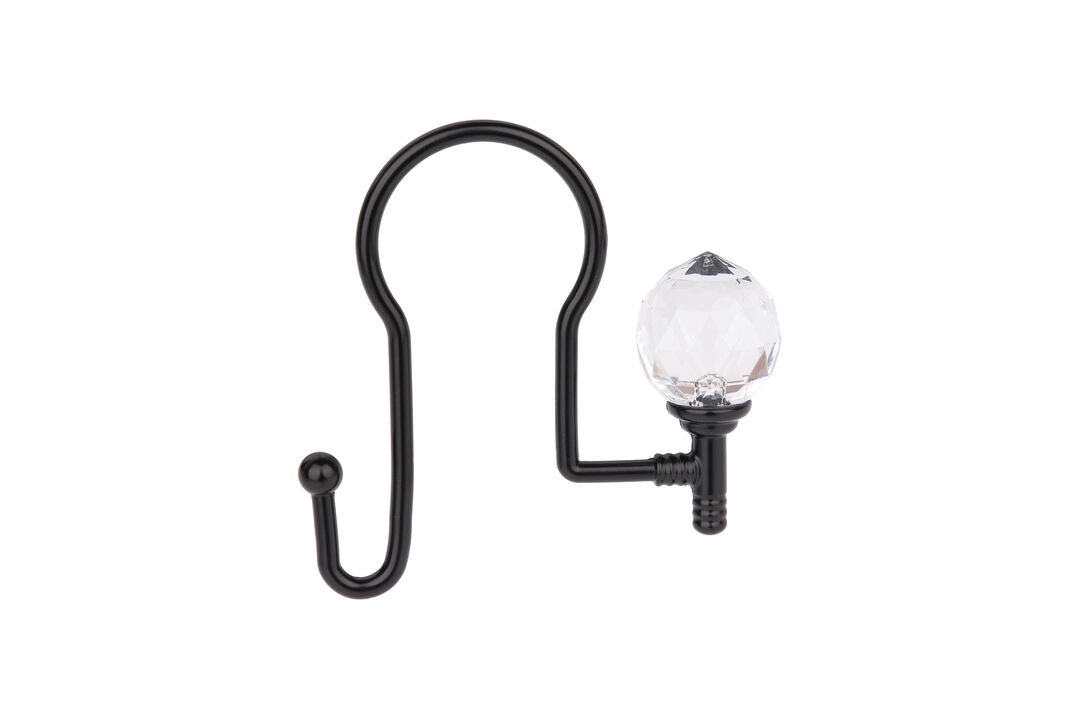 Utopia Alley Rust-Proof Zinc Double Shower Curtain Hooks with Acrylic Crystal Design, Shower Hooks Hangers for Bathroom, Kitchen Utensils, Curtains, Clothing, Towels etc - Set of 12