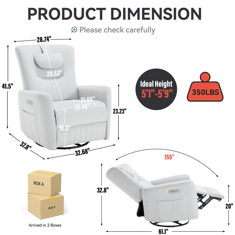 Power Lift Recliner Chair with Massage and Heat, Overstuffed Recliners image number 9