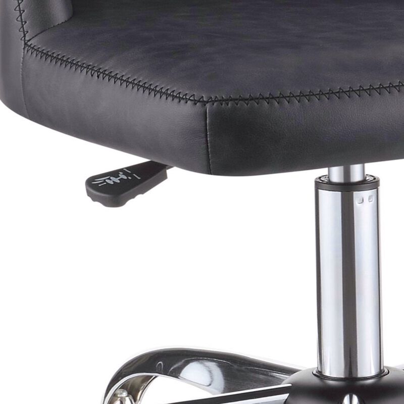 Diamond Pattern Stitched Leatherette Office Chair with Star Base, Gray-Benzara