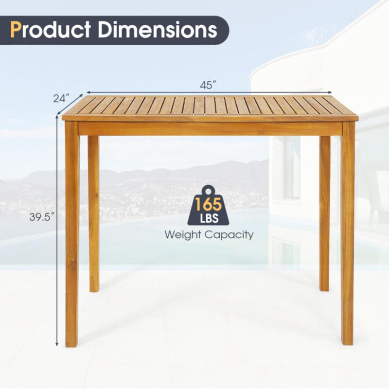 Hivvago Rectangular Indoor and Outdoor Bar Height Table for Garden